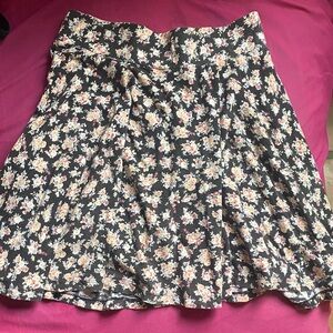 Pins & Needles Black Floral A-Line Skirt